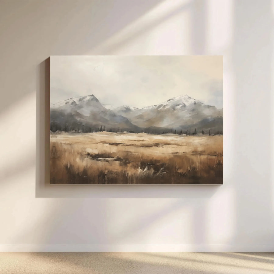 Mountain Landscape Canvas Wall Art | Abstract Snow Capped Peak Painting | Premium Gallery Wrapped Canvas | Modern Farmhouse Decor Gift