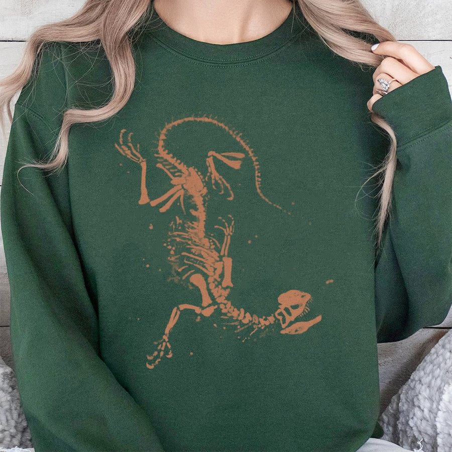Dinosaur Fossil Sweatshirt | Minimalist Paleontology Graphic | Premium Cotton Blend | Dark Academia Aesthetic Gift for Science Lovers