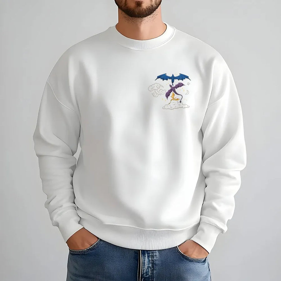 Dragon Sweatshirt | Minimalist Celestial Dragons Pocket Print | Premium Cotton Tee | Gift for Fantasy Lover