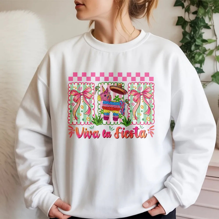 Viva La Fiesta Sweatshirt | Cute Piñata Graphic Sweatshirt | Soft Cotton Blend | Unisex Cinco De Mayo Mexican Party Gift
