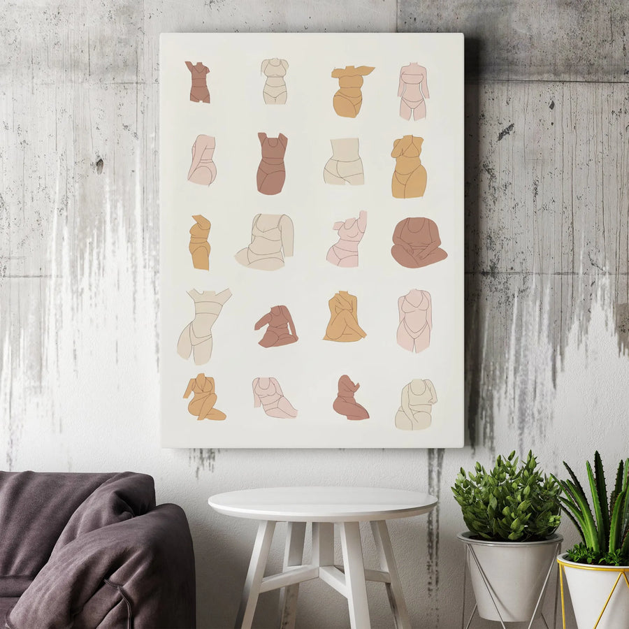 Body Positivity Wall Art | Diverse Female Forms Minimalist Print | Premium Gallery Canvas | Empowering Gift for Her Home Decor