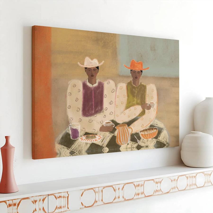 Boho Western Canvas Print | Modern Figurative Cowboy Art | Premium Gallery Wrapped Canvas | Southwestern Home Decor Gift