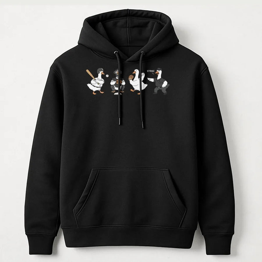 Goose Baseball Hoodie | Funny Geese Playing Baseball Graphic | Soft Cotton Tee | Game Day Gift for Animal Lovers & Sports Fans