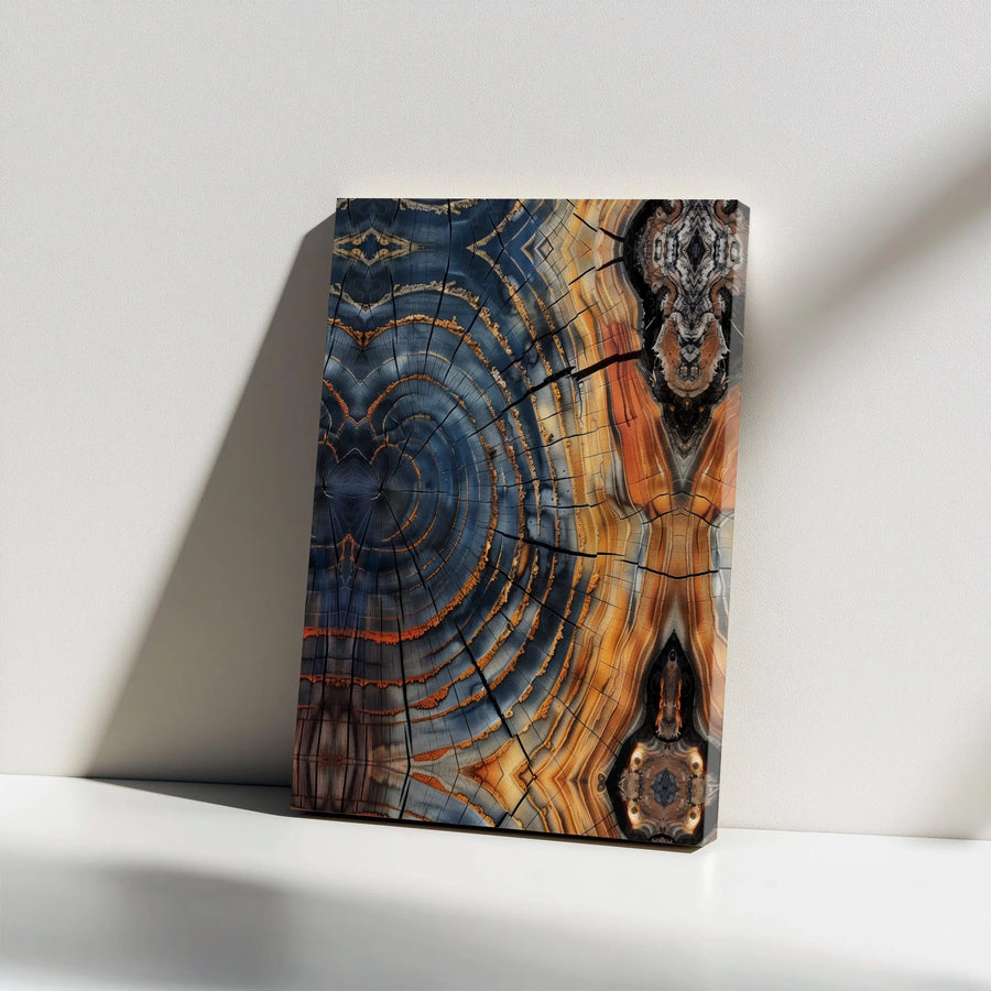 Abstract Tree Rings Wall Art | Symmetrical Wood Grain Gallery Wrap Canvas | Premium Fade-Resistant Print | Modern Home & Office Decor Gift