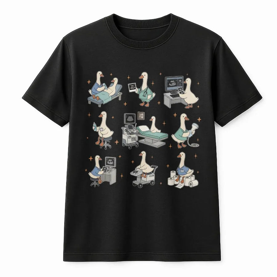 Ultrasound Tech T-Shirt | Funny Sonographer Silly Goose Design | Soft Cotton Graphic Tee | RDMS Graduation Gift for OBGYN Nurse
