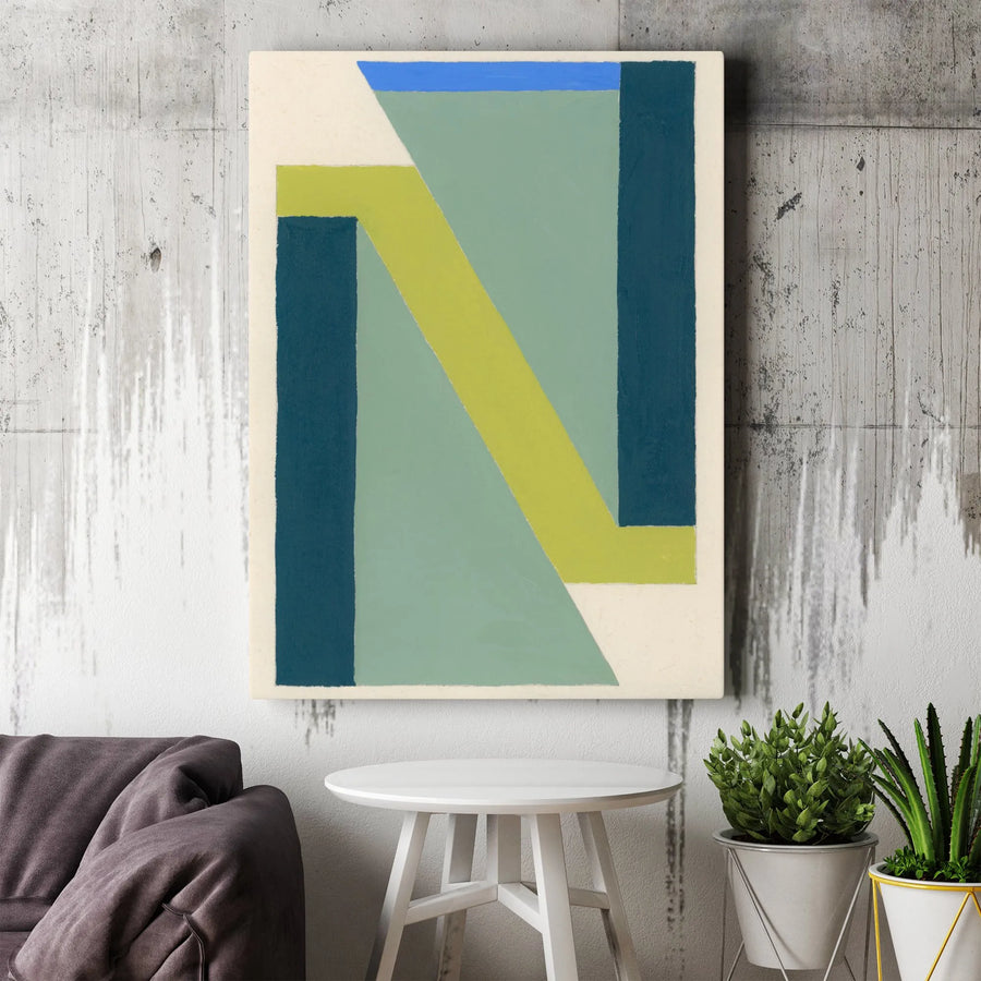 Abstract Nautical Flag Vertical Canvas | Minimalist Geometric Zulu Art Print | Premium 1.25" Thick Gallery Wrap | Modern Coastal Home Decor Gift