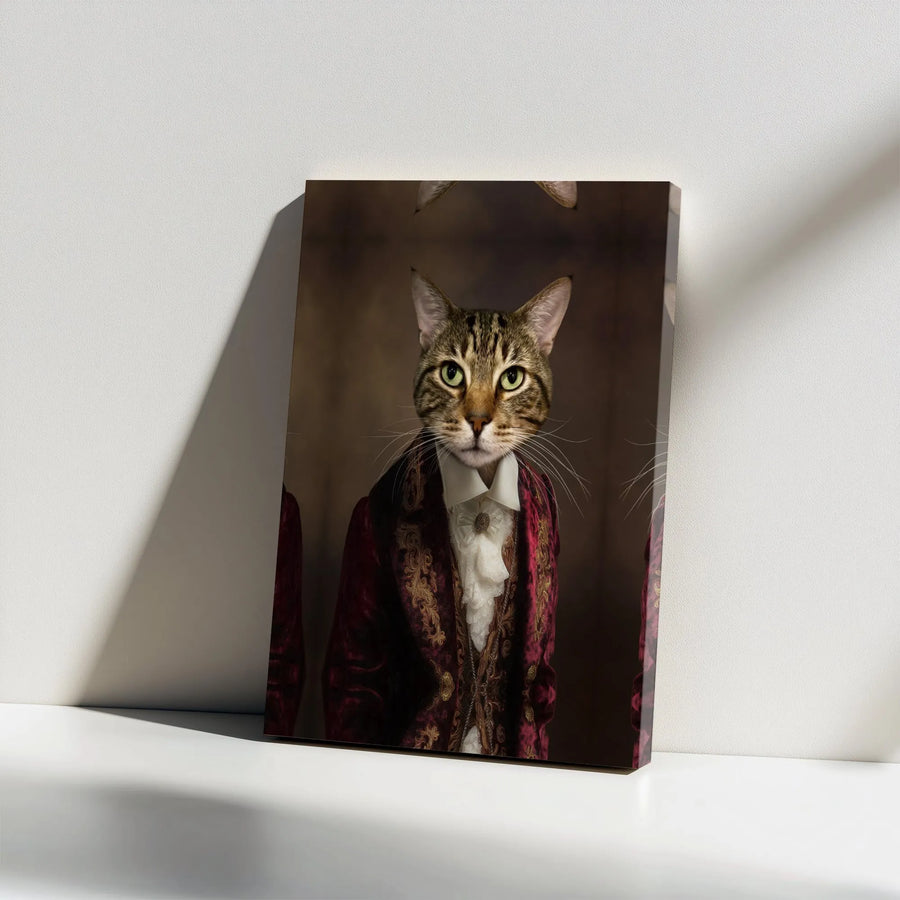 Regal Cat Portrait Canvas | Victorian Style Gentleman Cat | Premium Gallery Wrapped Canvas | Unique Gift for Cat Lover