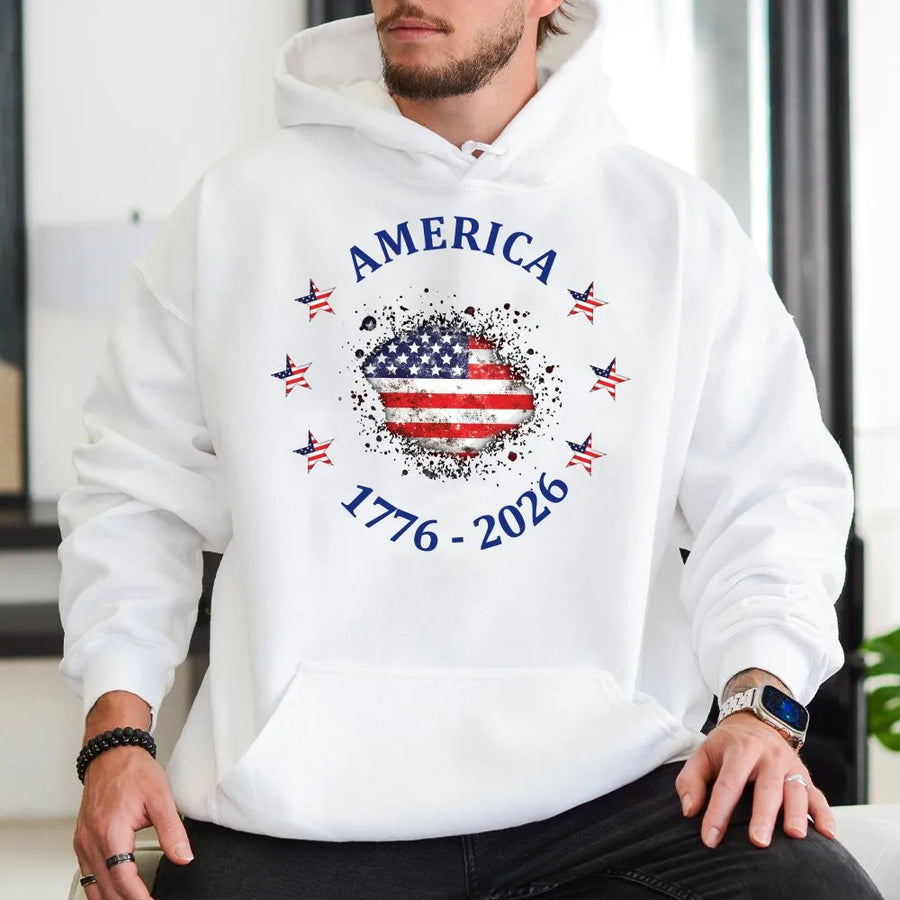 America 250th Anniversary Hoodie | Distressed USA Flag 1776-2026 Design | Premium Comfort Colors Cotton | Patriotic 4th of July Gift for Men & Women