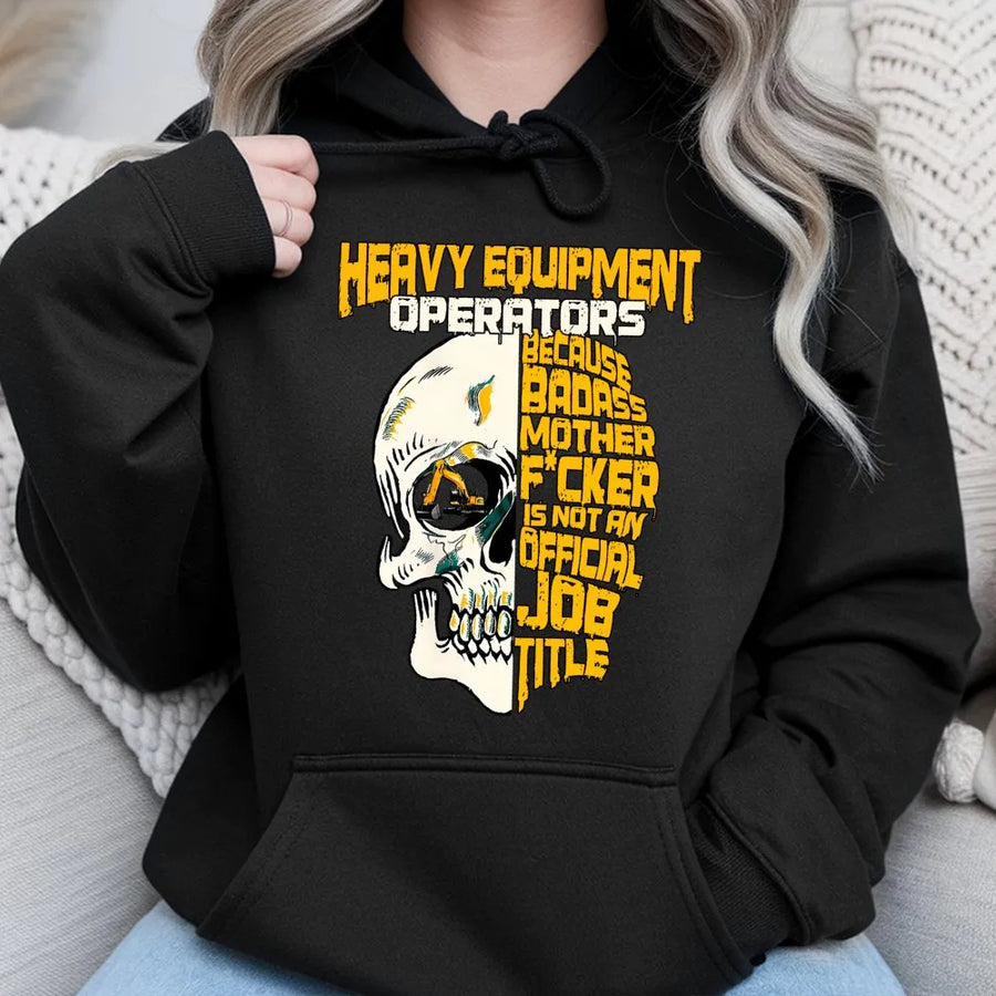 Heavy Equipment Operator Hoodie | Construction Job Title Skull Graphic | Premium Cotton Blend | Gift For Excavator Operators And Site Foremen