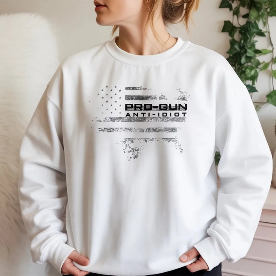Pro Gun Second Amendment Sweatshirt | Distressed American Flag Graphic | 100% Cotton Tee | Patriotic Gift for 2A Supporter