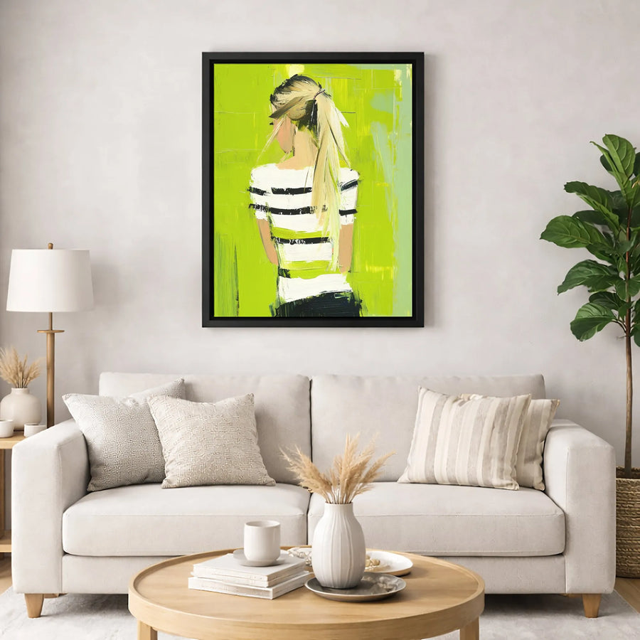 Abstract Woman Painting | Modern Blonde Ponytail Wall Art | 1.25-Inch Premium Canvas | Elegant Contemporary Home Decor Gift