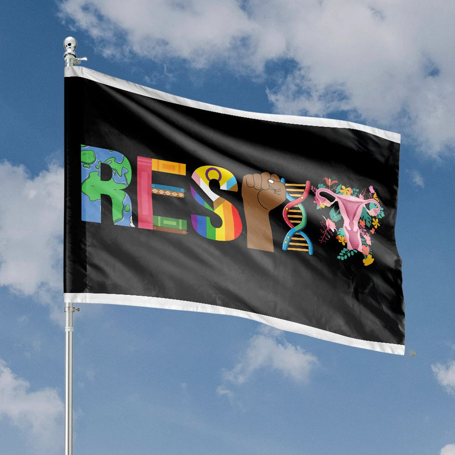 Resist House Flag | Equality Social Justice Garden Decor | Durable 100% Polyester | Feminist LGBTQ Pride Gift for Home Exterior