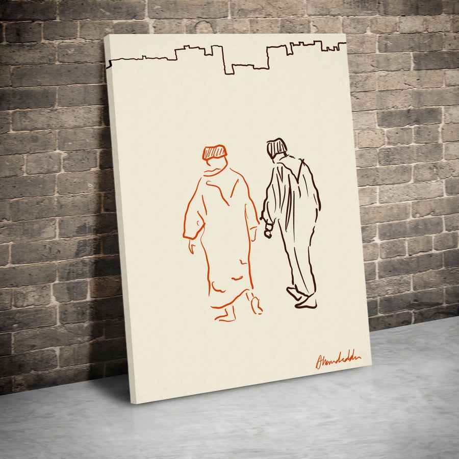 Minimalist Couple Line Art Canvas | Modern Urban Sketch Wall Decor | Premium Gallery Wrapped Canvas | Contemporary Home Decor Gift