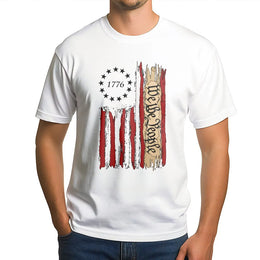 We The People 1776 Patriotic T-Shirt | Distressed American Flag Graphic | 100% Cotton Premium Tee | Independence Day Gift For Men And Women