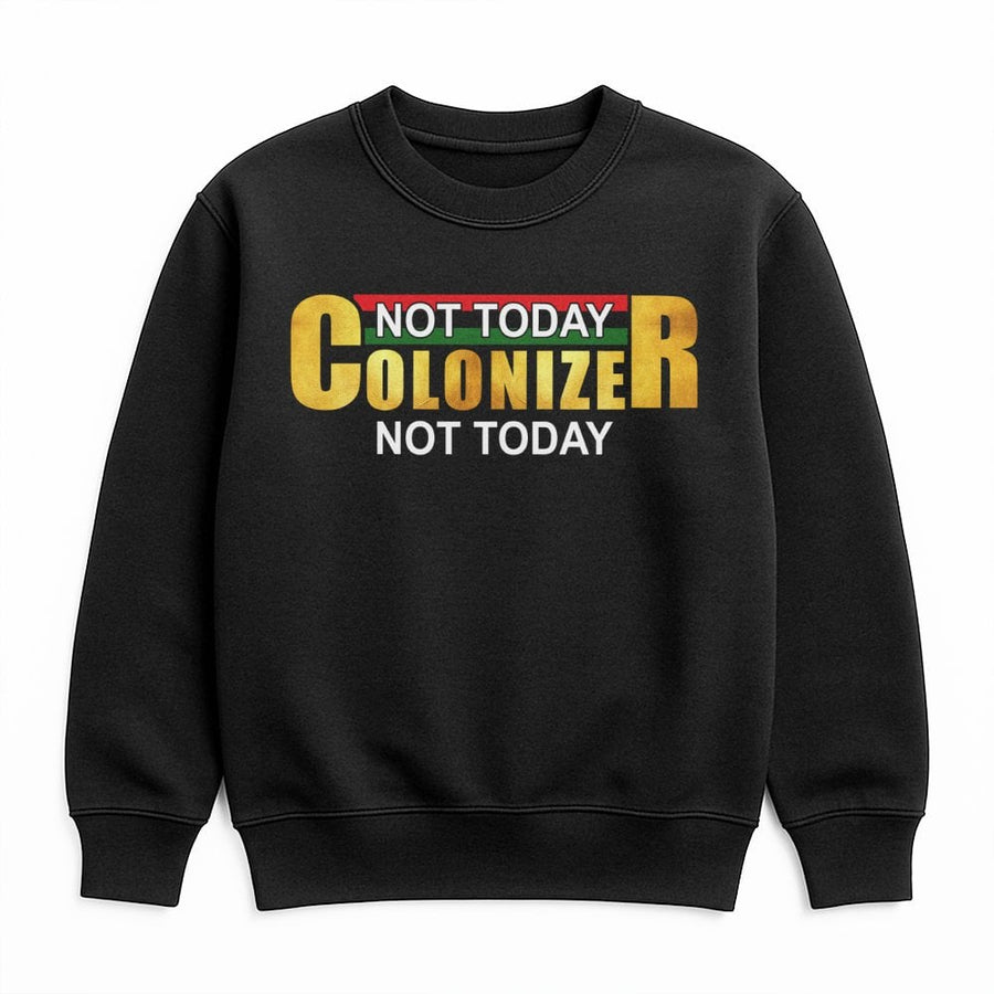 Not Today Colonizer Sweatshirt | Pan-African Flag Colors Graphic | Premium Cotton Blend Crewneck | Unisex Statement Apparel Gift
