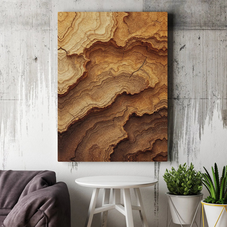 Abstract Sandstone Wall Art | Layered Earthy Tone Canvas Print | Premium Gallery-Wrapped 1.25 Inch Profile | Modern Minimalist Home Decor