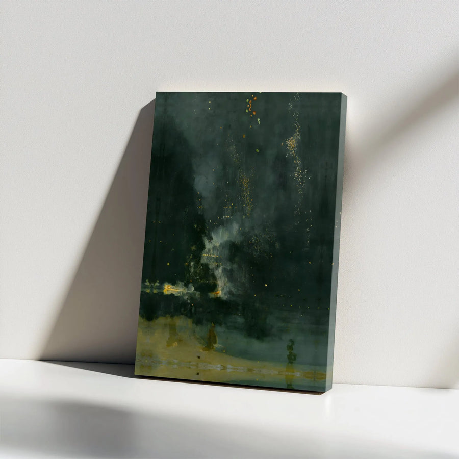 Dark Moody Abstract Canvas Wall Art | Gold Accents Modern Oil Style | Gallery Wrapped Premium Quality | Statement Decor for Living Room Office