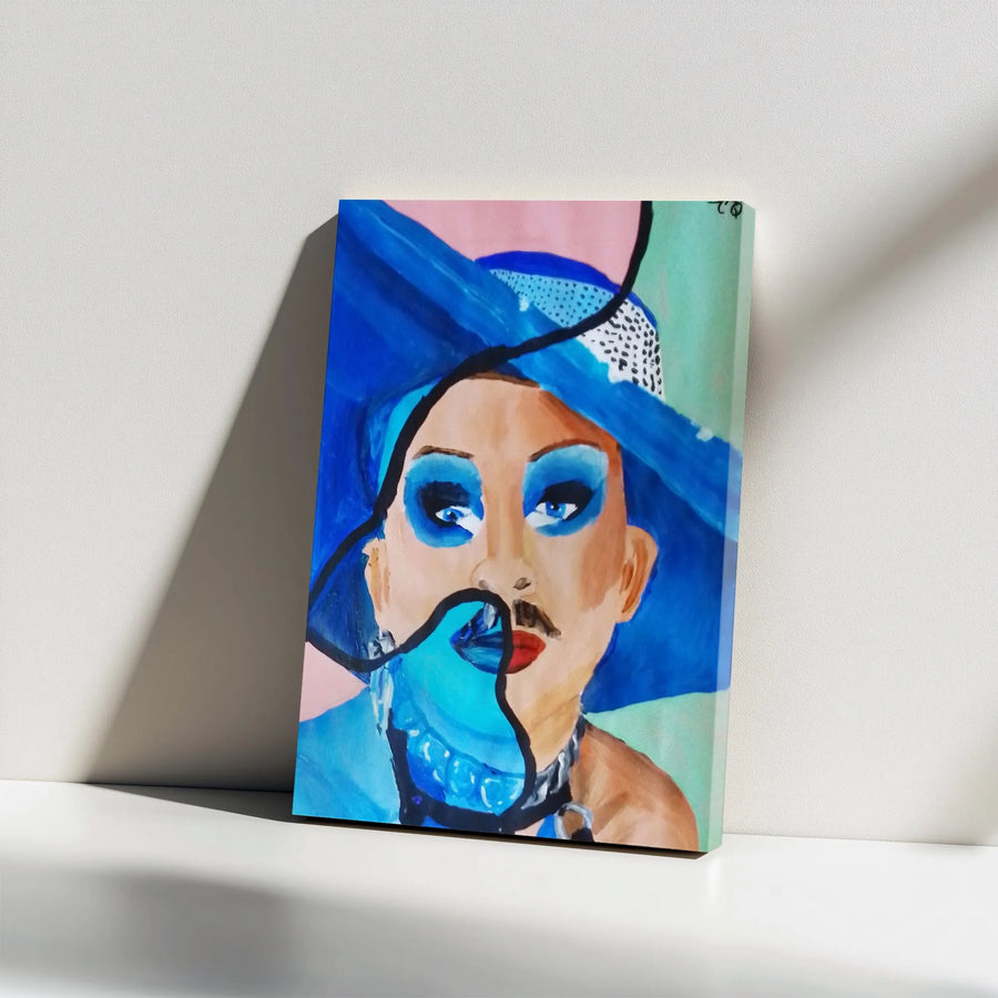 Abstract Drag Queen Canvas | Vibrant Pop Art Portrait | Premium Gallery Wrapped Canvas | LGBTQ Pride Modern Home Decor Gift