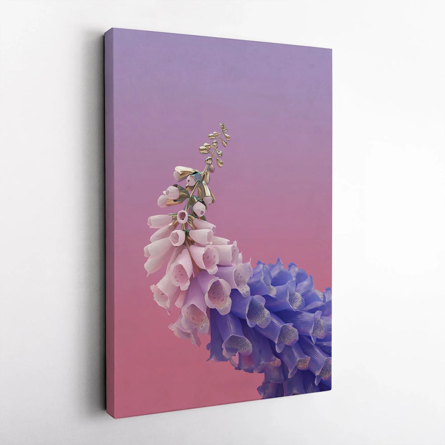 Surreal Foxglove Flower Canvas Art | Gradient Botanical Wall Decor | Premium Fade-Resistant Print | Modern Home & Office Interior Decor