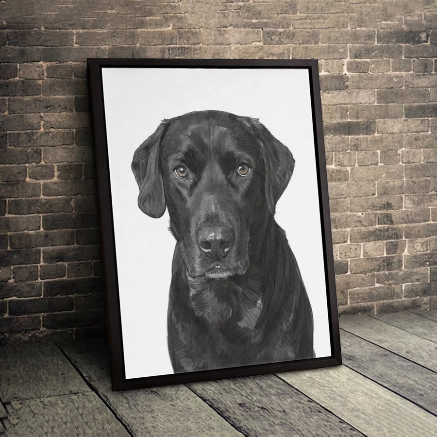 Black Labrador Retriever Wall Art | Minimalist Dog Portrait Canvas | Premium Fade-Resistant Print | Gift for Dog Lovers & Pet Owners