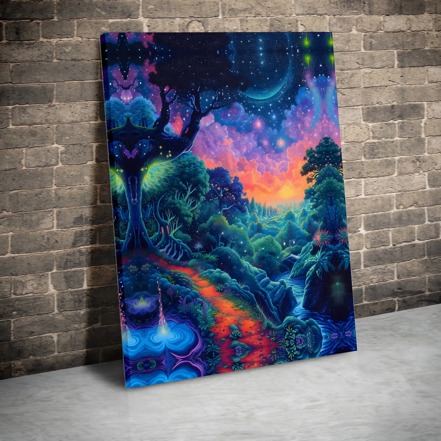 Cosmic Tree of Life Canvas | Visionary Art Dreamscape | Premium Gallery Wrapped Canvas | Spiritual Home Decor Gift