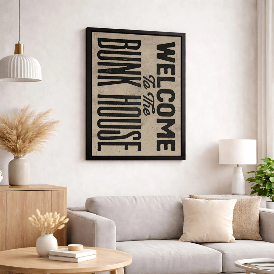 Welcome To The Bunk House Wall Art | Rustic Western Typography Print | Premium 1.25" Thick Gallery Canvas | Farmhouse Home Decor Gift