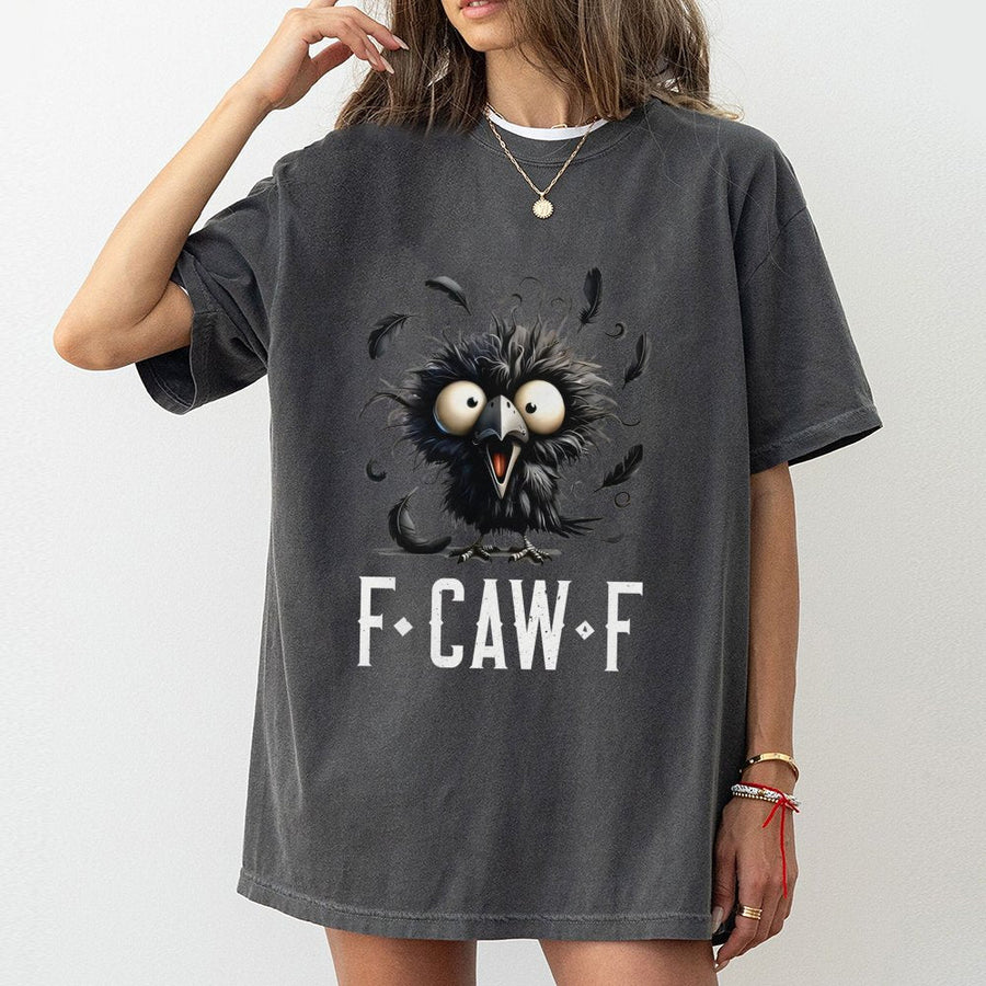 F-Caw-F Crow T-Shirt | Funny Gothic Raven Graphic Design | Soft 100% Cotton Premium Tee | Sarcastic Bird Lover Gift for Men and Women