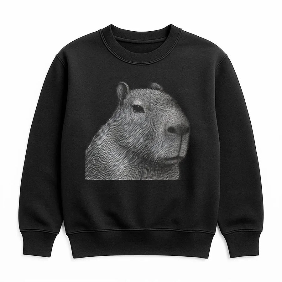 Capybara Sweatshirt | Realistic Sketch Animal Art | Premium Cotton Blend Crewneck | Cute Rodent Lover Gift for Men and Women