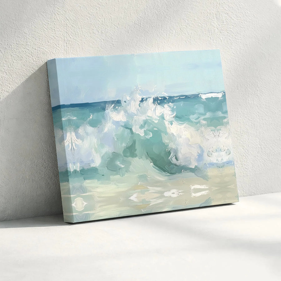 Abstract Ocean Wave Canvas Wall Art | Impressionist Seascape Painting | Premium Gallery Wrap Print | Coastal Home Decor for Living Room