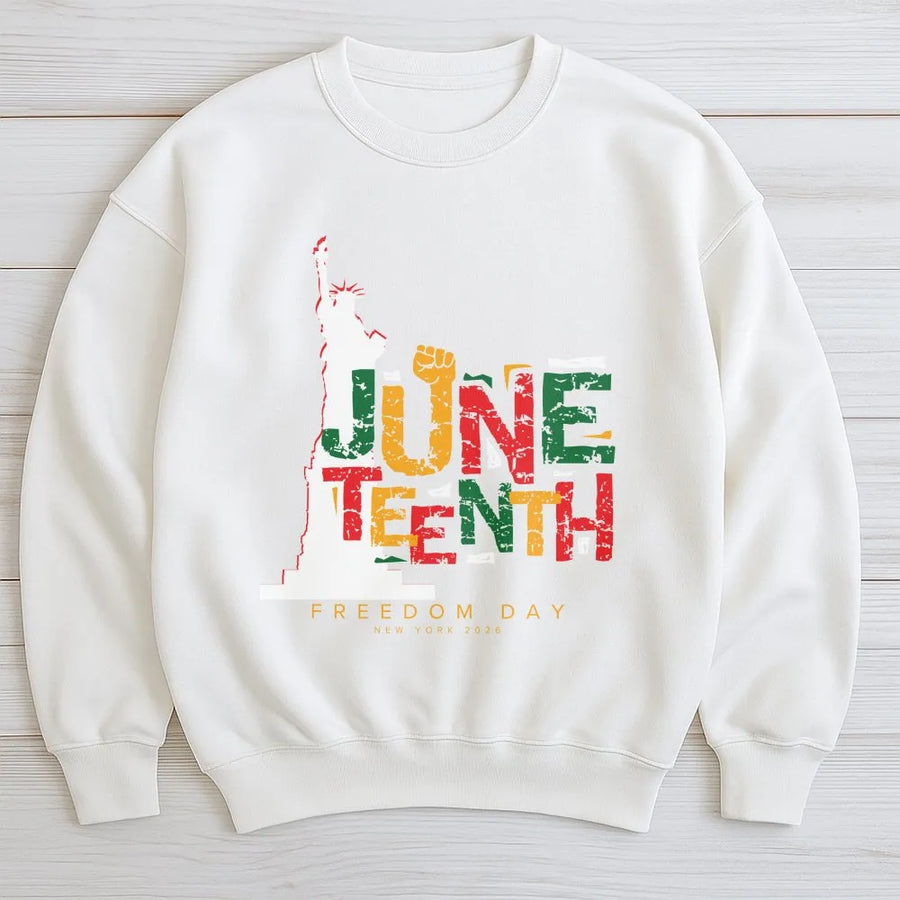 Juneteenth Freedom Day Sweatshirt | Distressed Pan-African Colors Graphic | Premium Cotton Blend | Commemorative Black History Gift for Men & Women