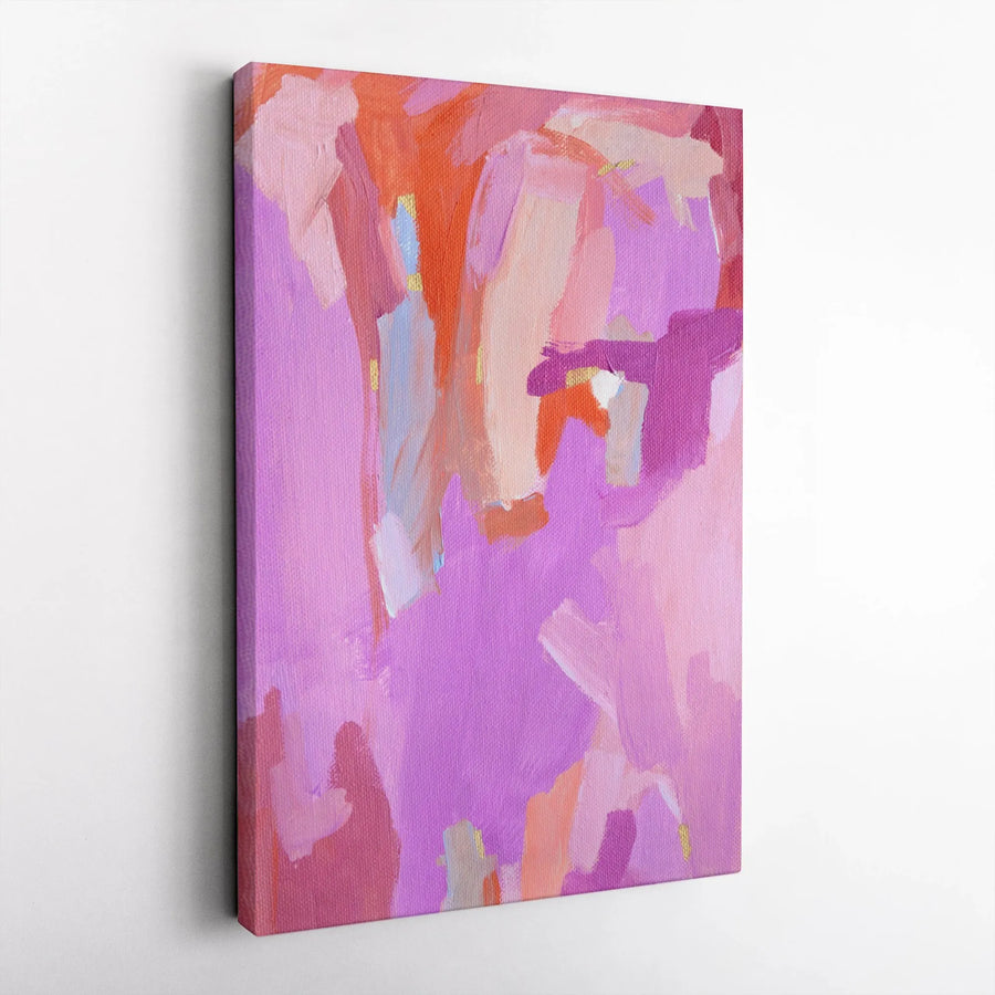 Abstract Pink and Orange Vertical Canvas | Bold Brushstroke Painting Print | Premium 1.25" Thick Gallery Wrap | Modern Home & Office Decor Gift
