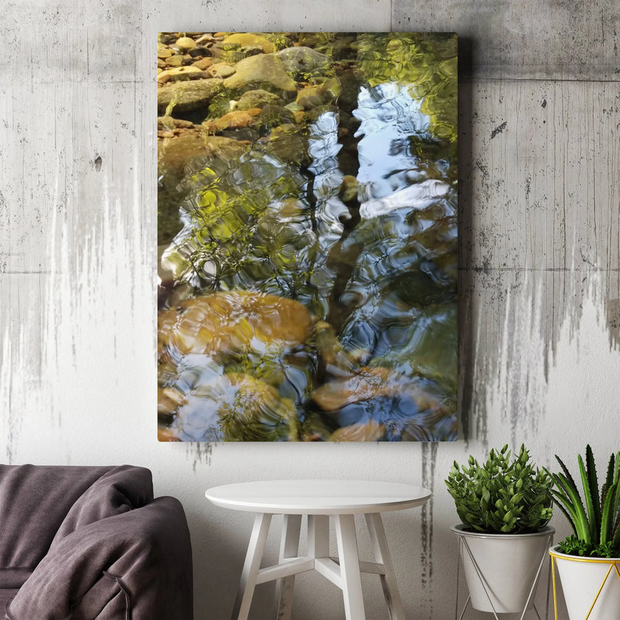 Rippling Water Canvas Wall Art | Nature River Stone Abstract Print | 1.25 Inch Gallery Wrap | Calming Home Decor Gift