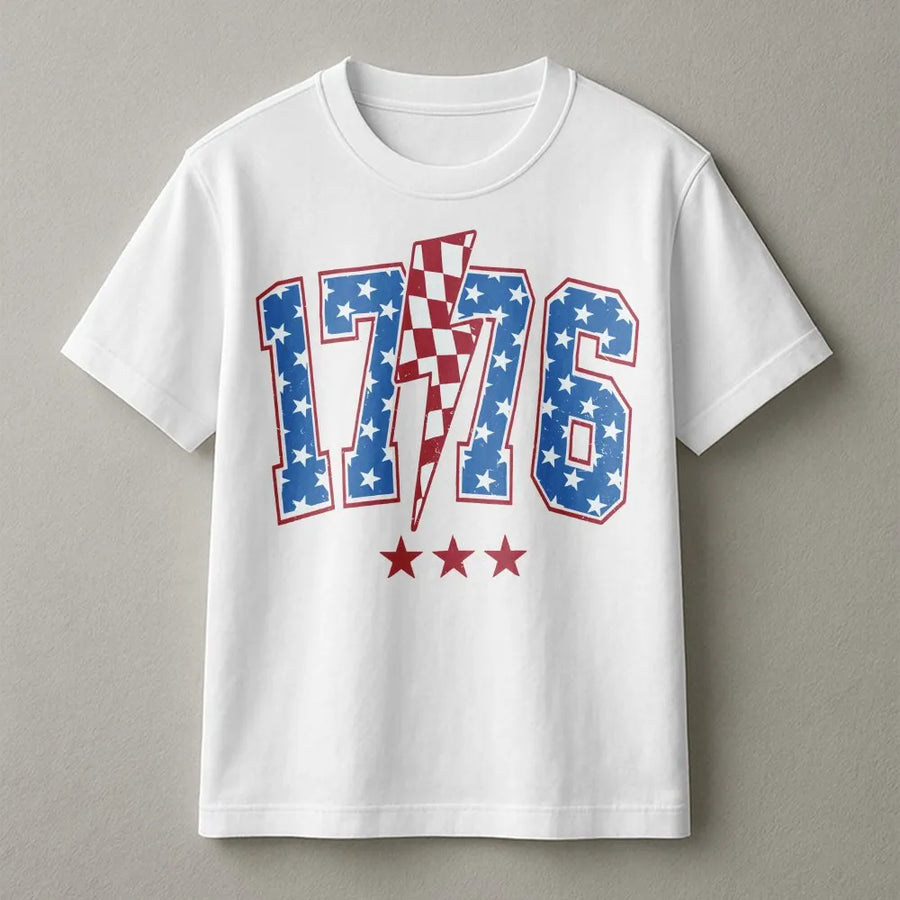 Vintage 1776 T-Shirt | Patriotic USA Flag Lightning Bolt Graphic | Premium Cotton-Blend Sweatshirt | 4th of July Gift for Men Women