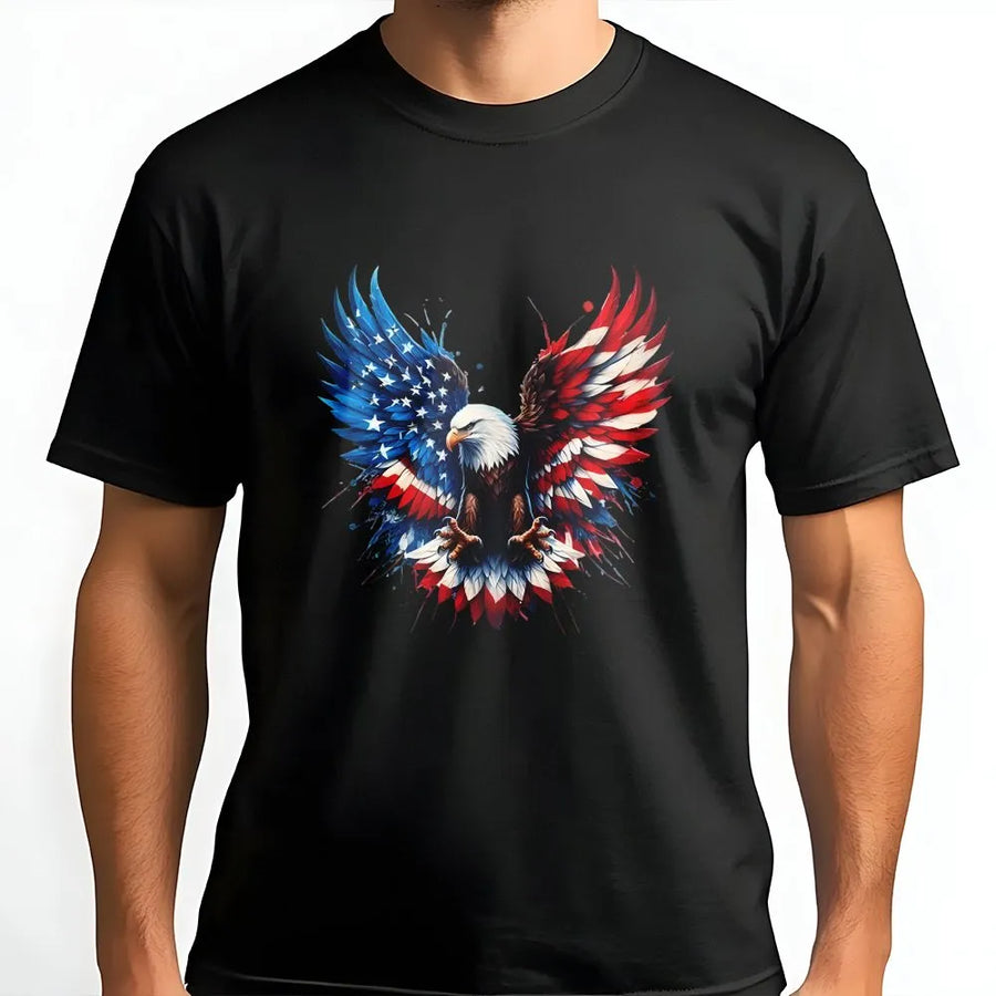 Patriotic Eagle T-Shirt | American Flag Graphic Pullover | Soft Cotton Blend | Vintage USA Gift for Men & Women