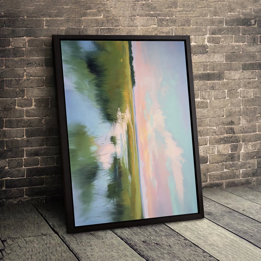 Marsh Landscape Canvas Wall Art | Impressionist Sunset Reflection Print | Premium 1.25-Inch Gallery Wrap | Coastal Home Decor Gift