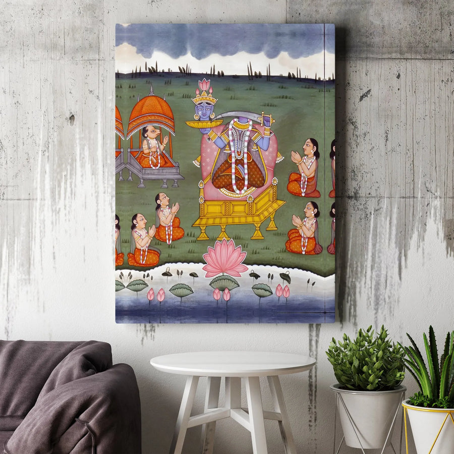 Vintage Hindu Mythology Canvas | Indian Goddess Chhinnamasta Art | Premium 1.25" Thick Gallery Wrap | Spiritual Collector's Wall Decor