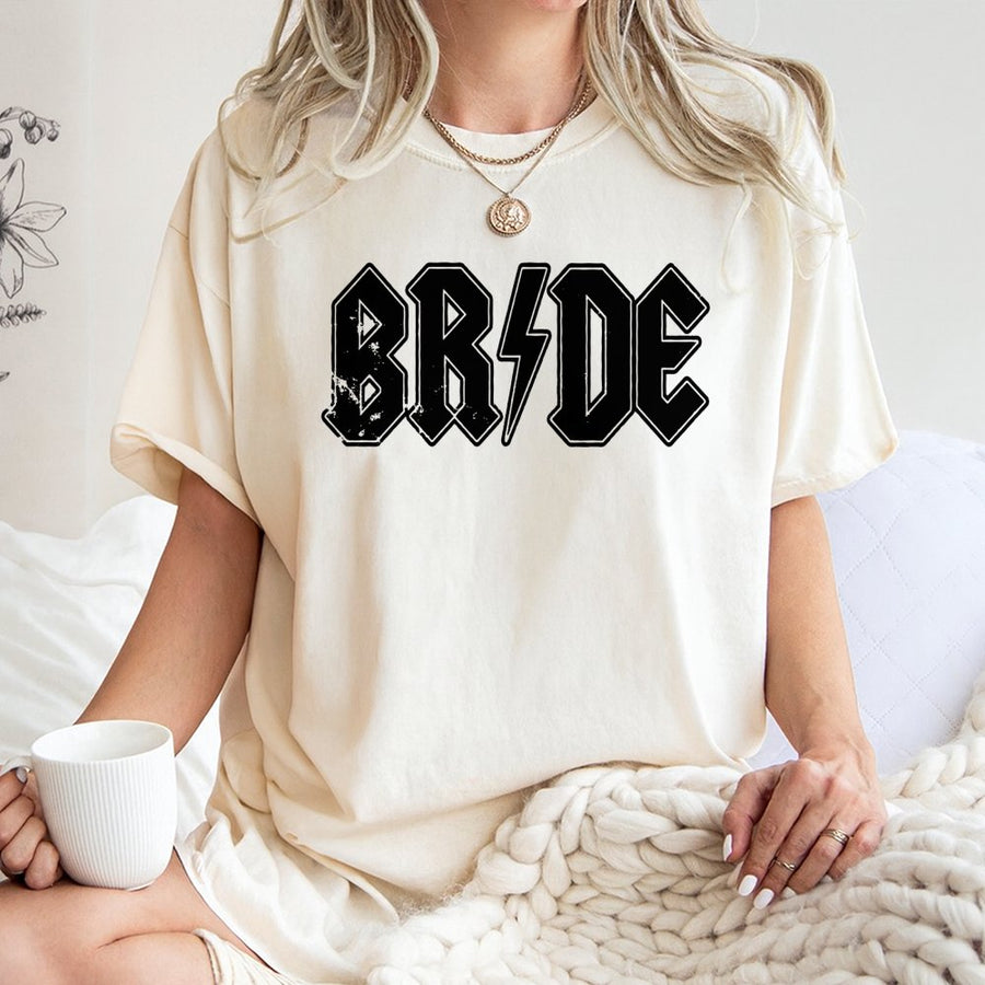 Bride T-Shirt | Distressed Rock Band Font Design | 100% Cotton Premium Quality | Fun Bachelorette Party Gift For Her