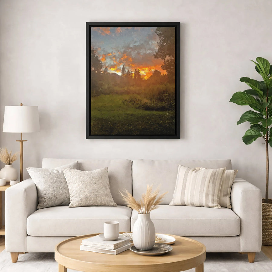 Forest Sunset Landscape Canvas Wall Art | Impressionist Nature Print | Gallery-Quality 1.25" Profile | Modern Home Decor Gift