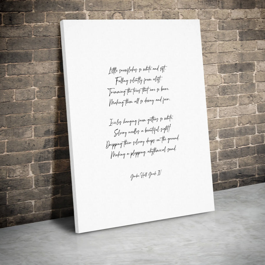 Winter Poem Canvas Wall Art | Little Snowflakes Minimalist Typography | Premium Gallery-Wrapped Print | Holiday Home Decor Gift