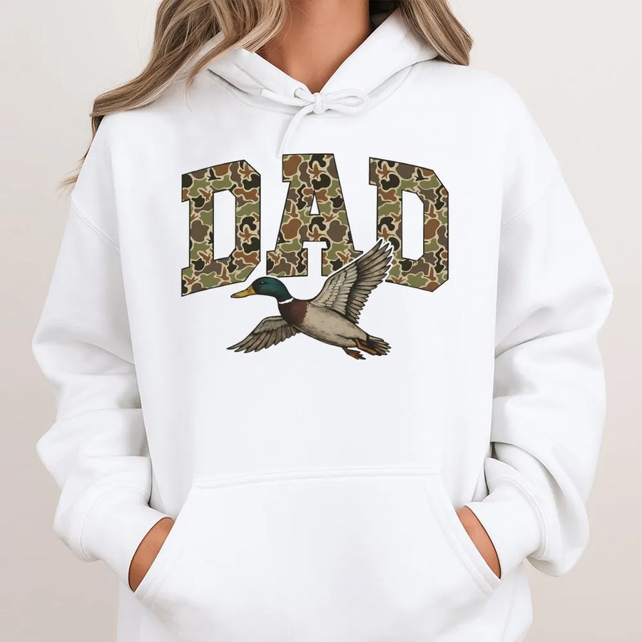 Camo Dad Duck Hoodie | Mallard Waterfowl Hunting Graphic | Cotton-Blend Premium Apparel | Father's Day 2026 Gift for Outdoorsman Hunter