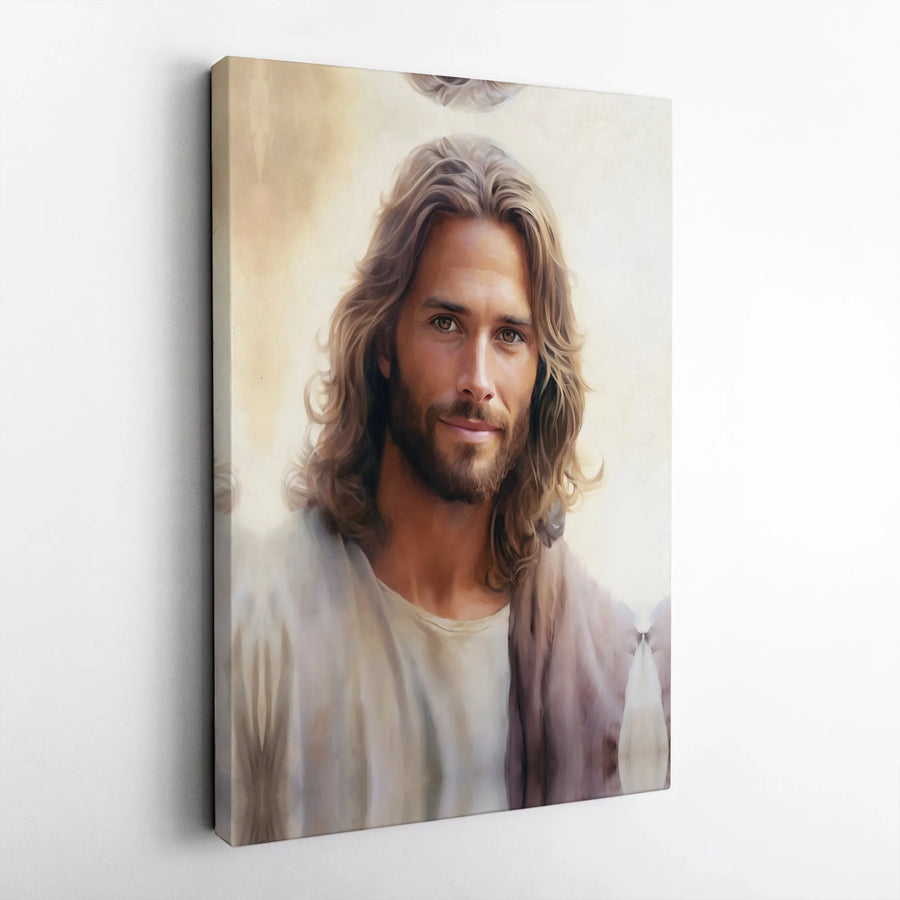 Jesus Christ Portrait Canvas Wall Art | Soft Light Religious Painting | Premium Gallery Wrap 1.25 inch | Christian Home Decor Gift