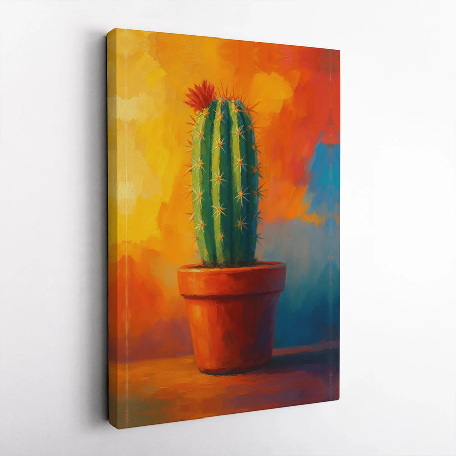 Vibrant Cactus Canvas Art | Colorful Desert Bloom Painting | Thick Gallery Wrapped Canvas | Modern Southwestern Home Decor Gift