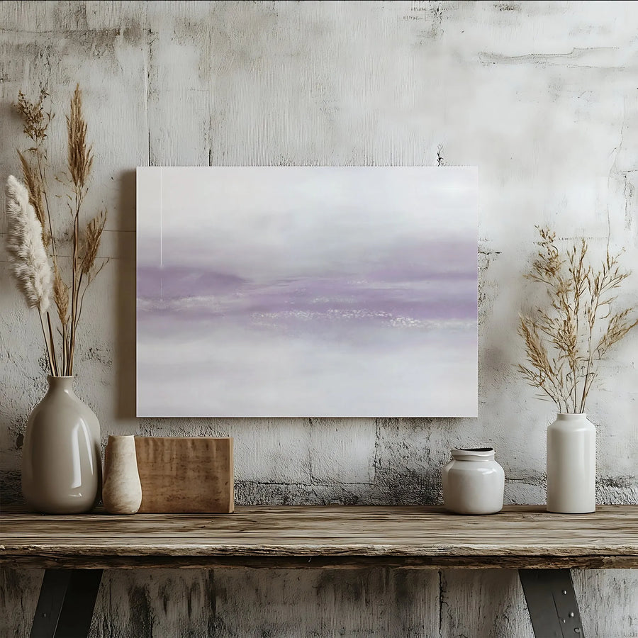 Abstract Lavender Landscape Canvas Print | Minimalist Misty Wall Art | Premium Fade-Resistant Gallery Wrap | Modern Home Office Decor
