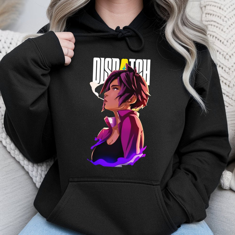 Anime Gamer Hoodie | Cyberpunk Dispatch Character Graphic | Premium Cotton Blend Streetwear | Unique Gift for Gamers and Otaku