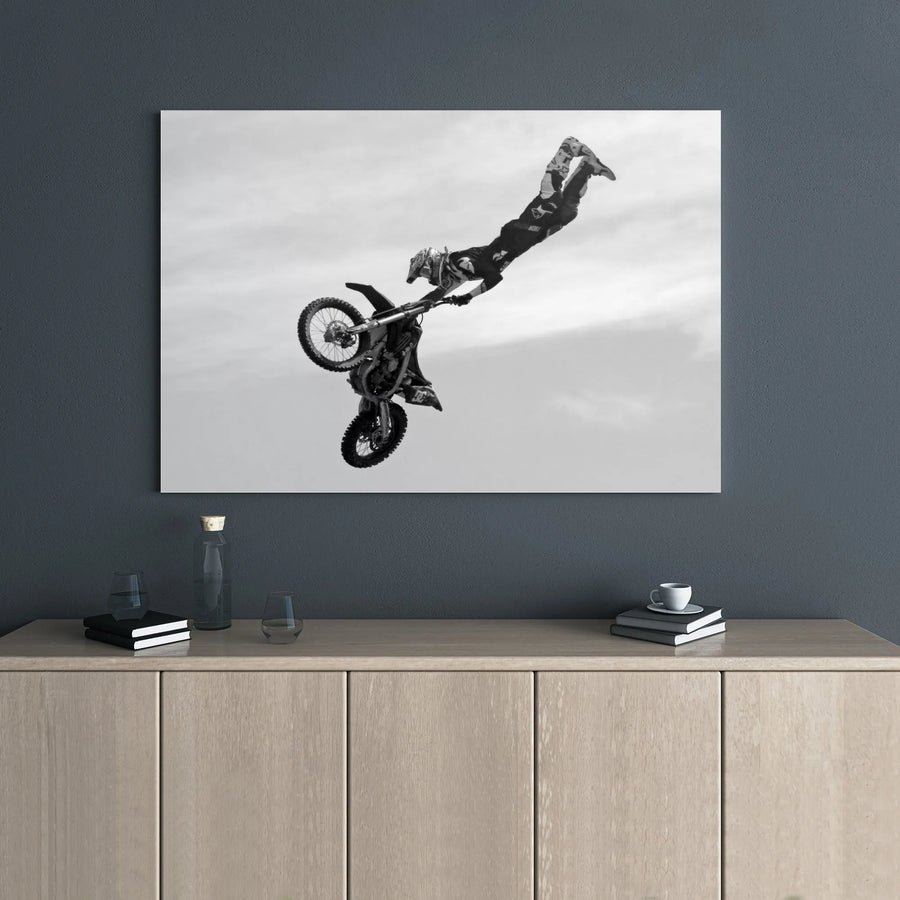 Motocross Canvas Wall Art | Extreme Freestyle Stunt Rider | Premium 1.25" Gallery Wrap | Gift for Dirt Bike Enthusiasts and Garage Decor