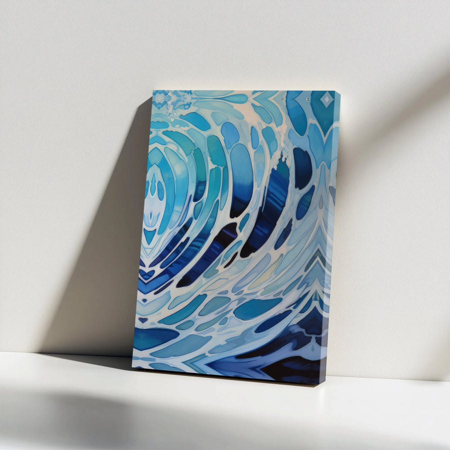 Abstract Water Canvas Wall Art | Blue Fluid Ripple Painting Print | Premium Gallery Wrap Decor | Modern Living Room & Office Statement Artwork