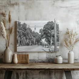 Historic American Street Scene Canvas | Early 20th Century Black and White Photo | Premium Gallery-Quality Print | Collector's Gift for History Buffs