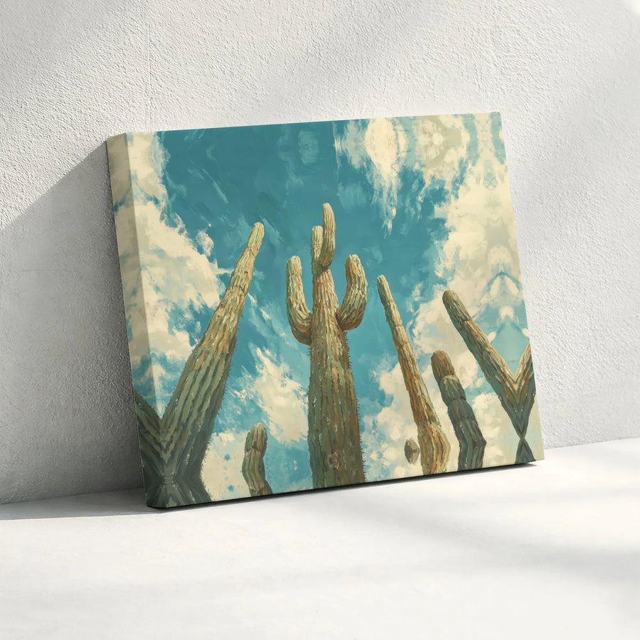 Saguaro Cactus Wall Art | Painterly Desert Landscape Canvas | 1.25-Inch Gallery Wrap Print | Southwestern Home Decor Gift