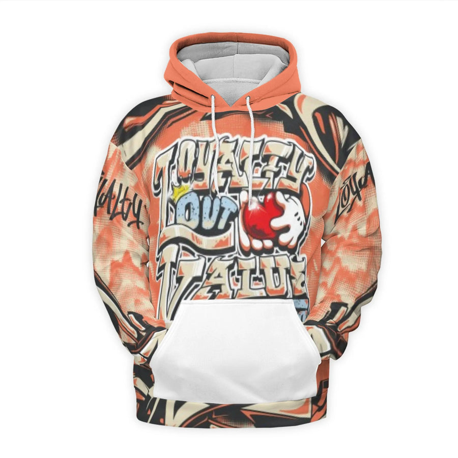 Loyalty Over Value Graffiti 3D Hoodie | Urban Streetwear Aesthetic | Premium Polyester Brushed Fleece | Unisex Graphic Pullover Gift for Men & Women