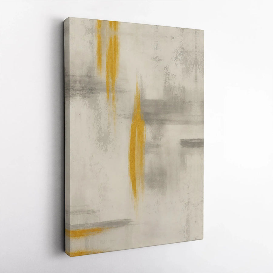 Abstract Gold and Grey Canvas Wall Art | Modern Minimalist Brush Stroke Decor | Premium 1.25" Thick Gallery Wrap | Large Living Room Statement Piece
